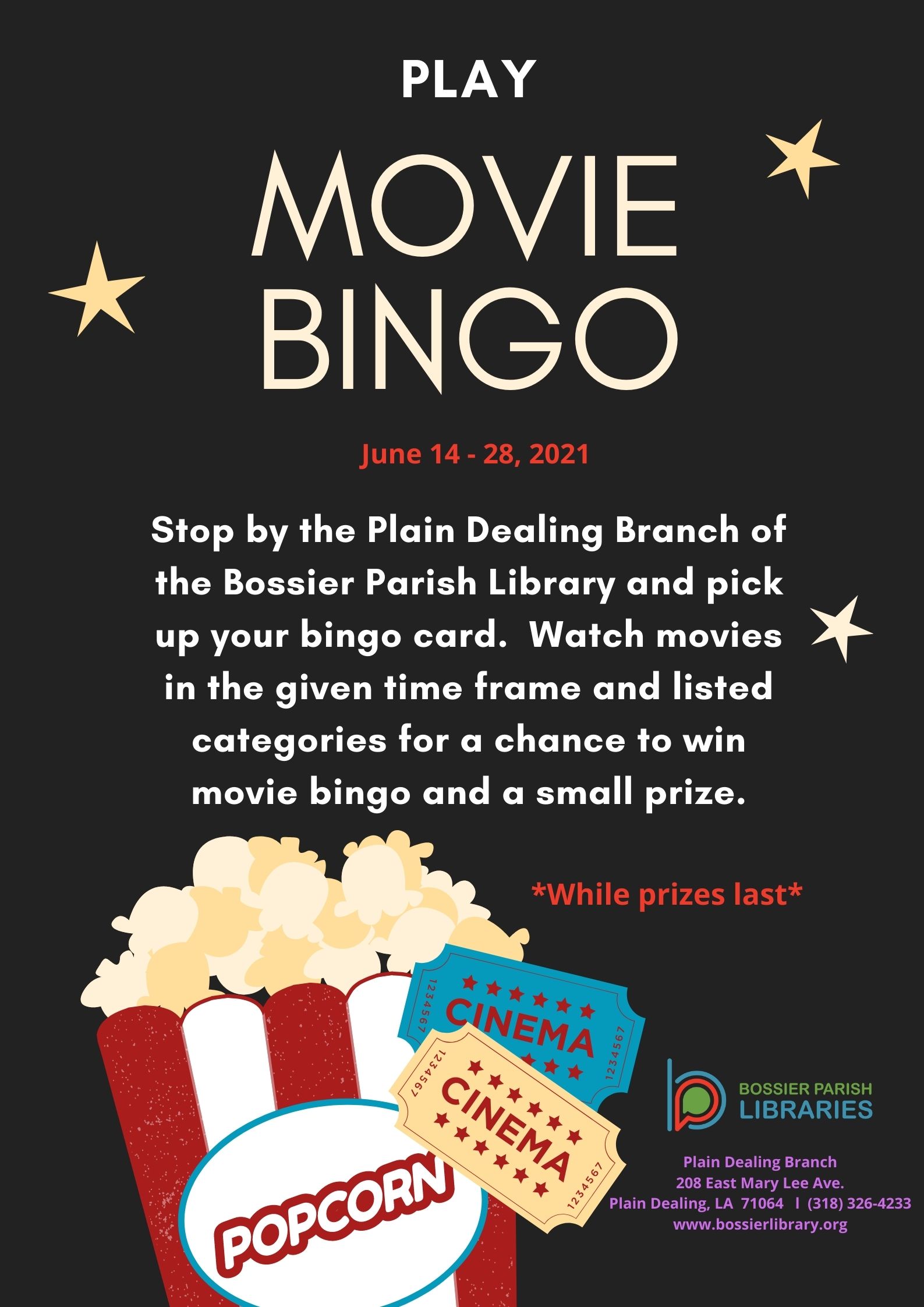 Movie Bingo! | Bossier Parish Libraries