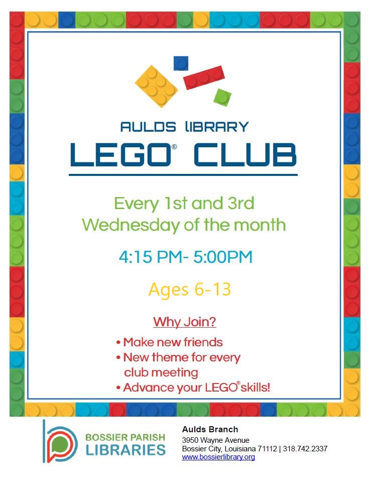 lego club, ages 6-13