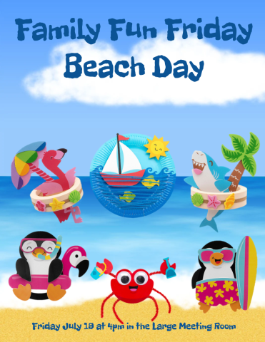 Flyer with pictures of available beach themed crafts