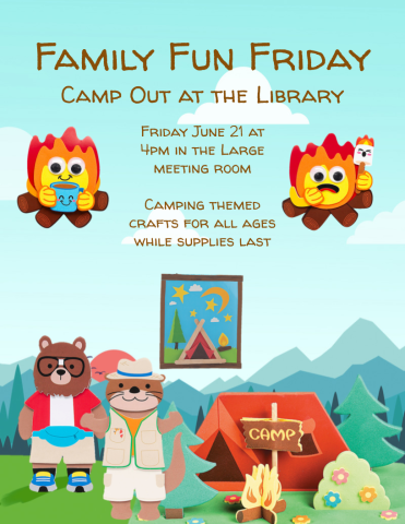 Flyer with pictures of camping related crafts available