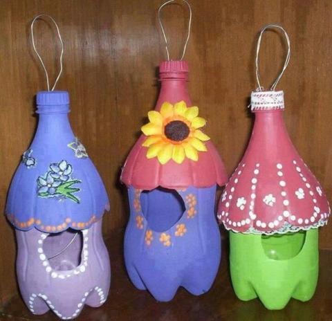 fairy house craft using old soda bottles