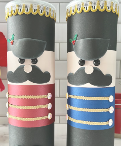 DIY Nutcrackers made with pringles cans and construction paper