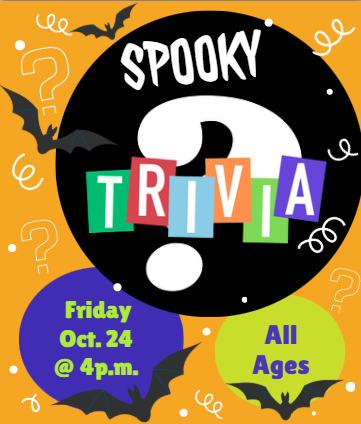 spooky trivia flyer for friday oct 24