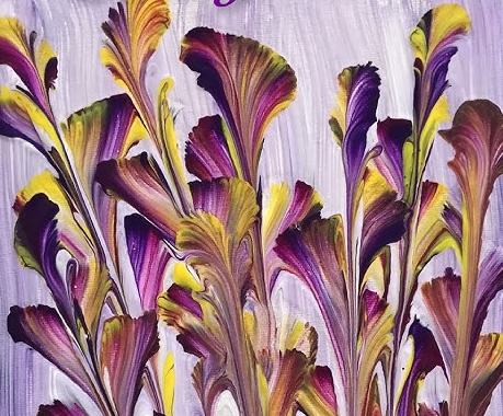 Example of pour paint with string pull art