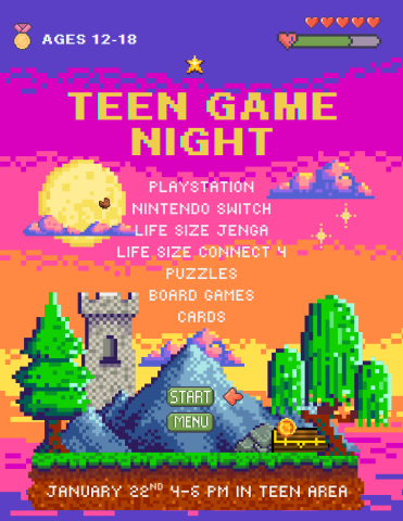 teen game night flyer