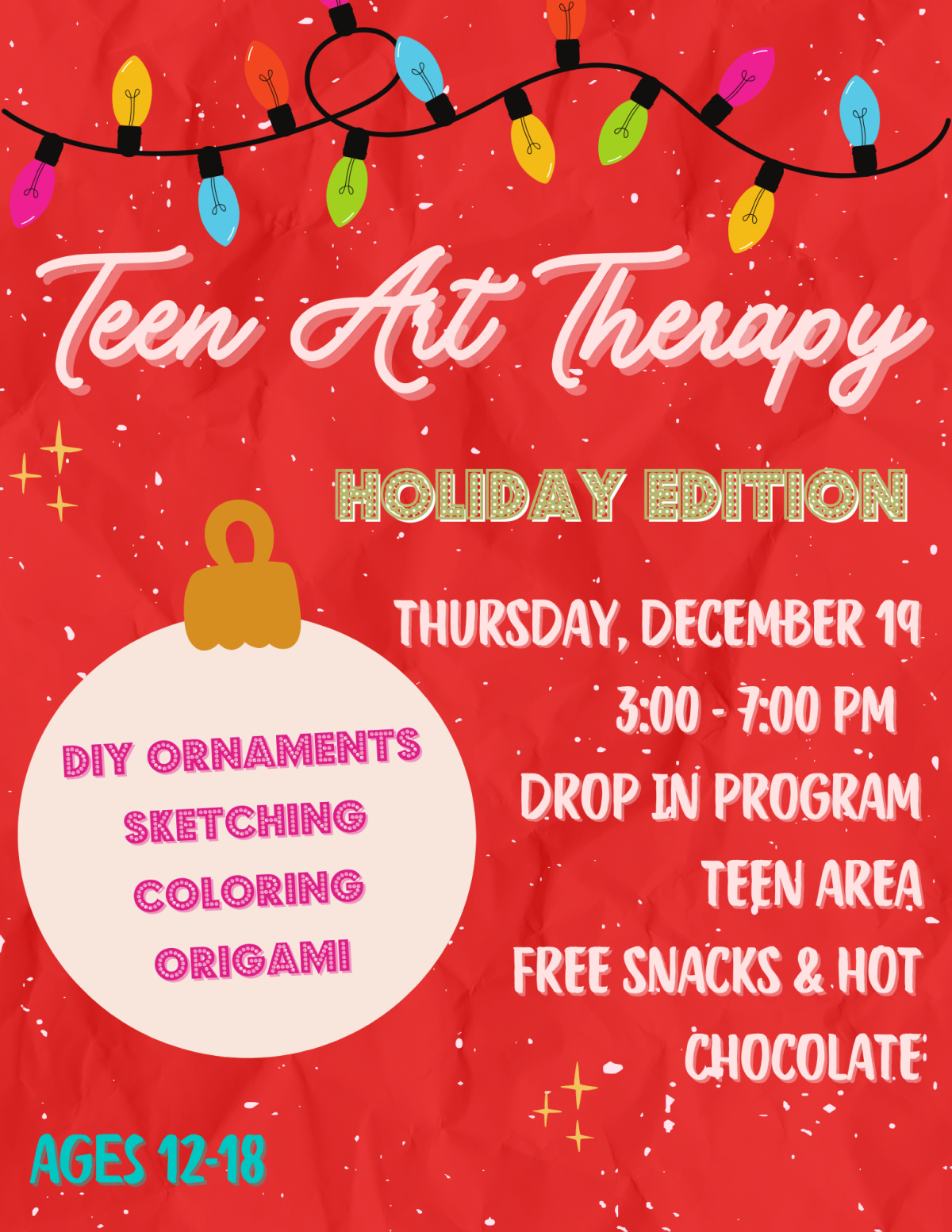 Teen Art Therapy flyer