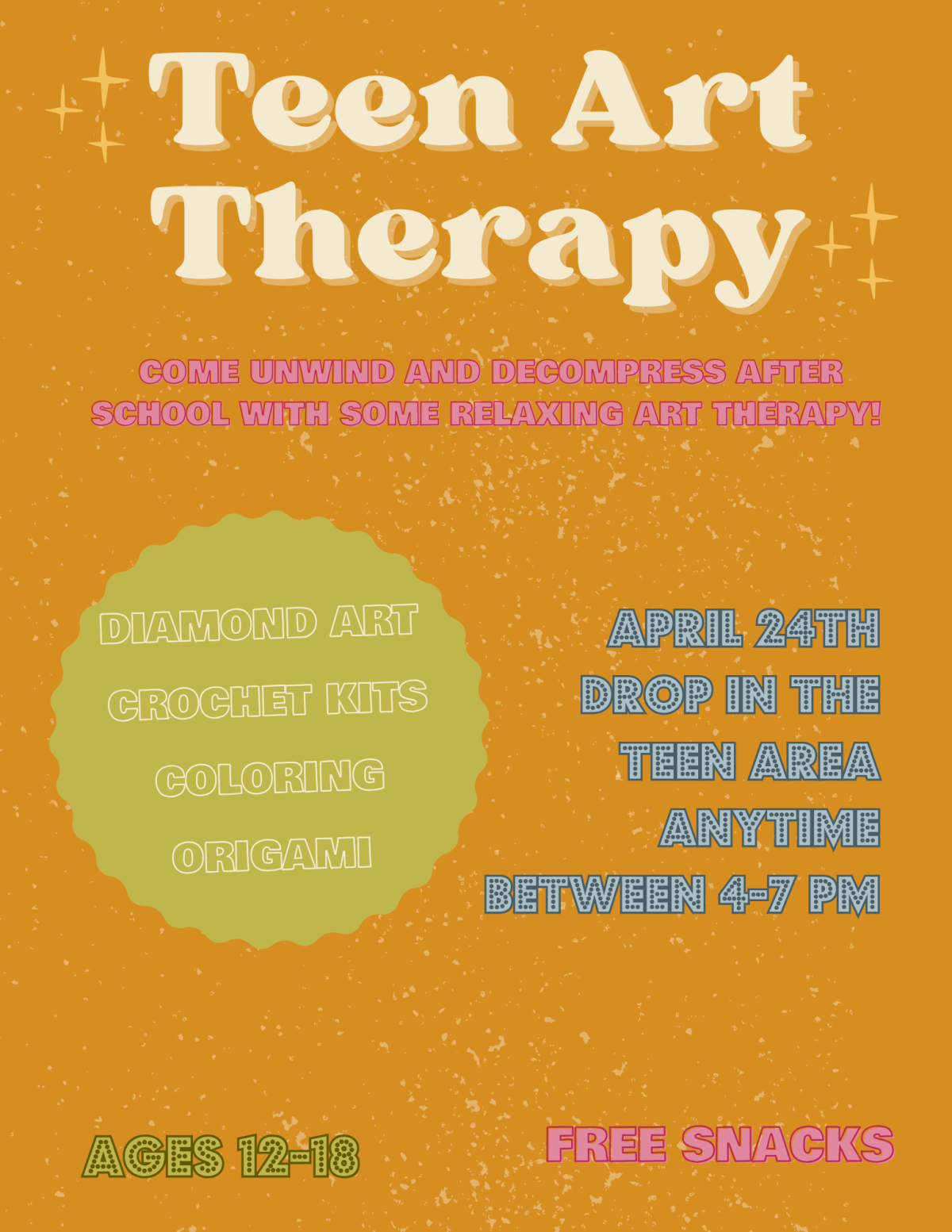 Teen Art Therapy flyer