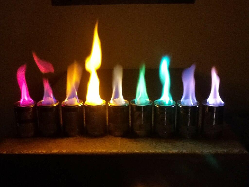 Different colored flames