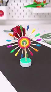 Colored q-tip ferris wheel STEAM craft