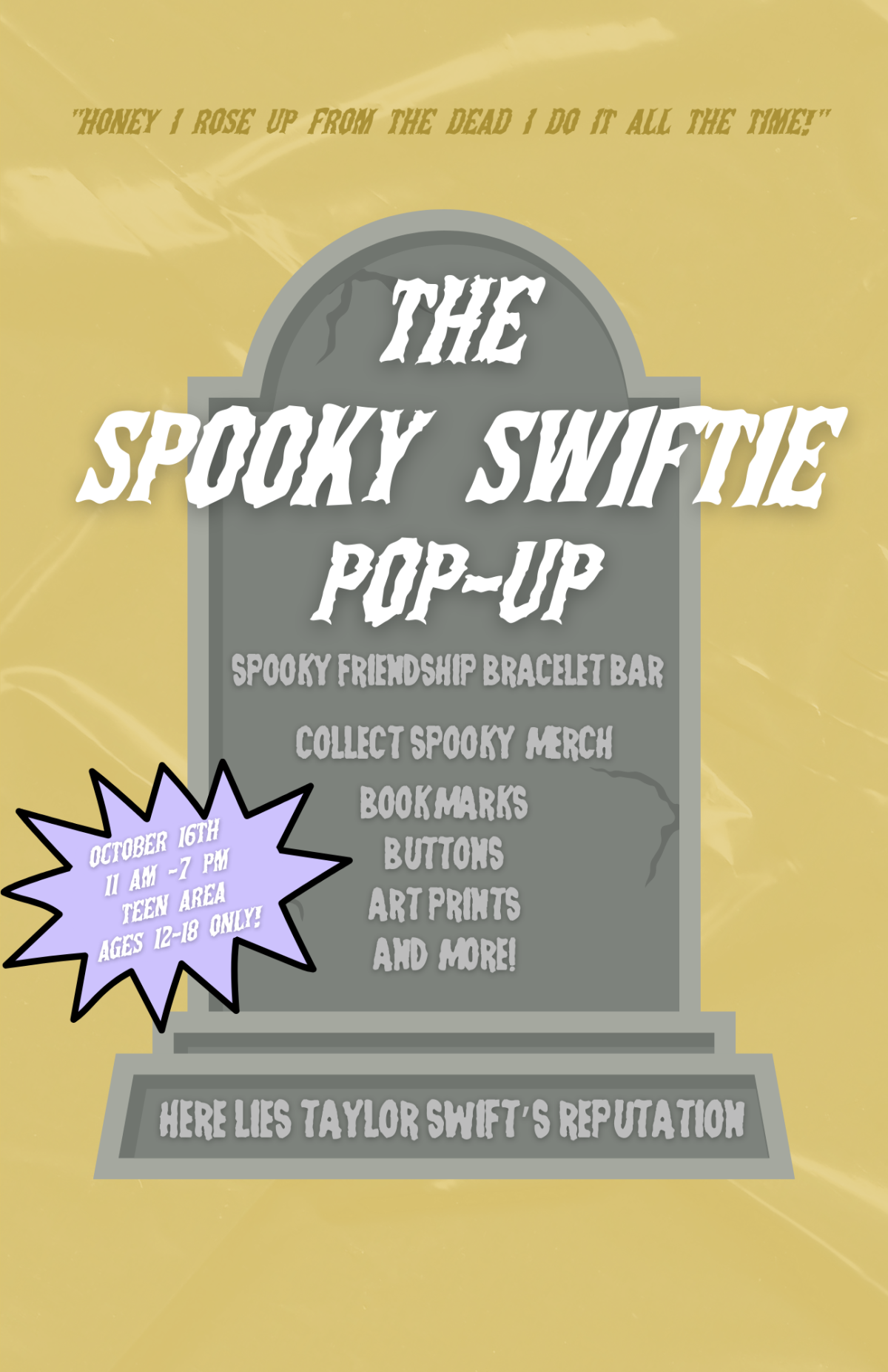 spooky swiftie pop up flyer