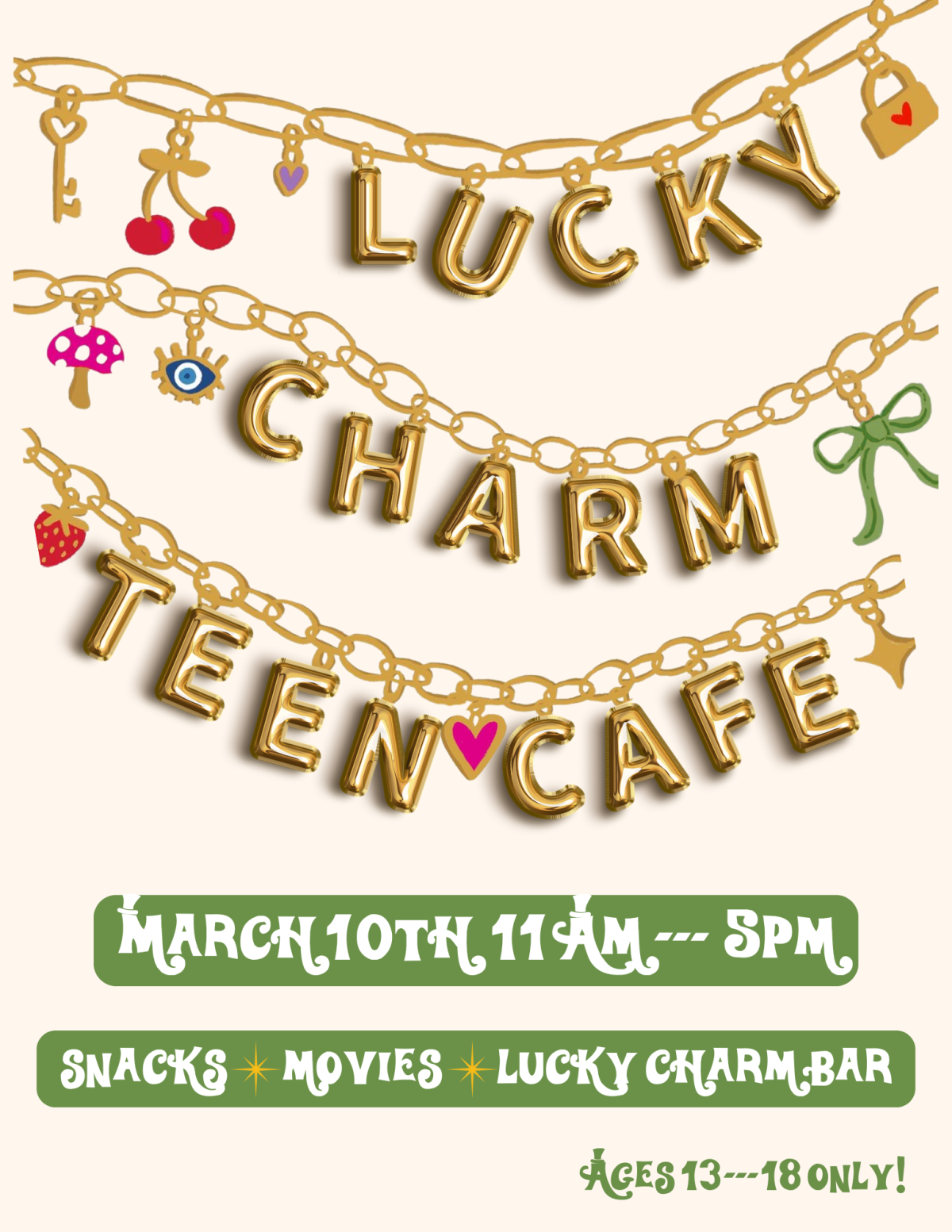 lucky charm teen cafe flyer